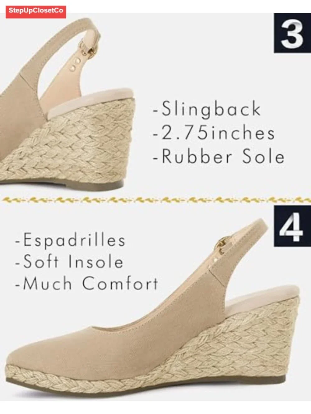 Slingback Buckle Strap Canvas Wedge Sandals